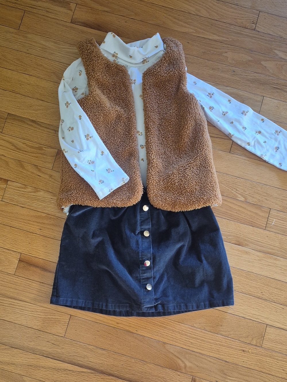 Matching Set Shirt, Vest, And Skirt